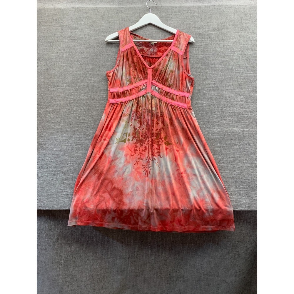 One world Live & Let Live Mini Dress Womens Large Pink Floral Tie Dye Sleeveless